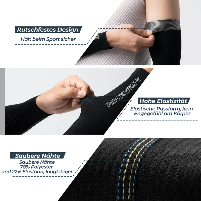 ROCKBROS Armlinge Arm Sleeve Sonnenschutz Kühles Gefühl Schnell Trocknend