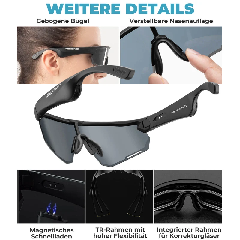 Elektronische Brille Intelligente Fahrradbrille Selbsttönend/Polarisiert