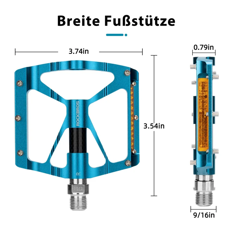 ROCKBROS Alu Fahrradpedale 9/16 Zoll met zwei PVC Reflektoren