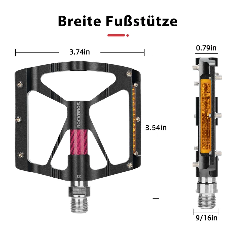 ROCKBROS Alu Fahrradpedale 9/16 Zoll met zwei PVC Reflektoren