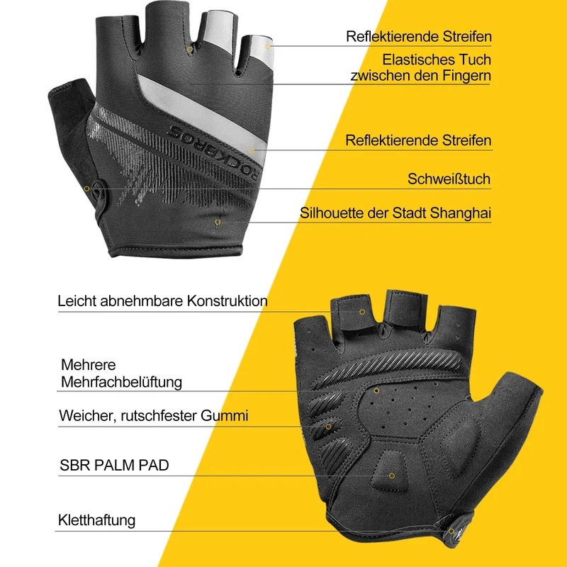 ROCKBROS anti-reithandschoenen met reflecterende halve vingers S-XXL