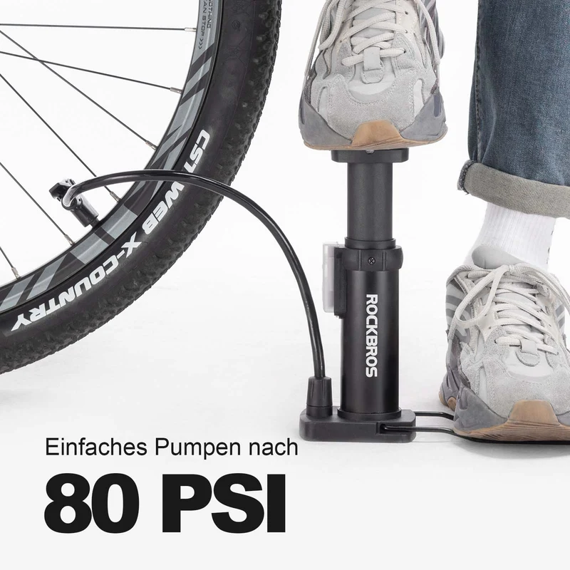 ROCKBROS Mini Tragbare Luftpomp Fußpompen voor alle Ventile SV/AV