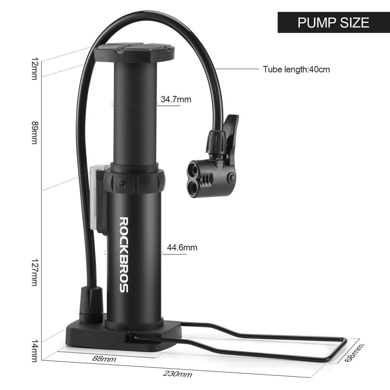 ROCKBROS Mini Tragbare Luftpomp Fußpompen voor alle Ventile SV/AV