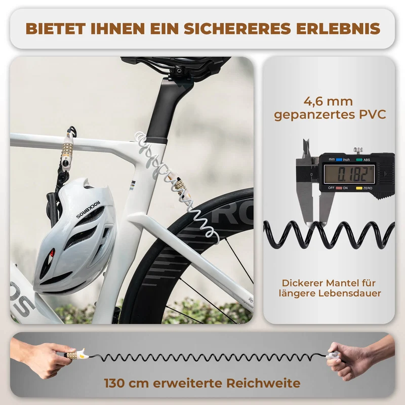 ROCKBROS Multifunctioneel Fahrradschloss Kinder Zahlenschloss Helmschloss