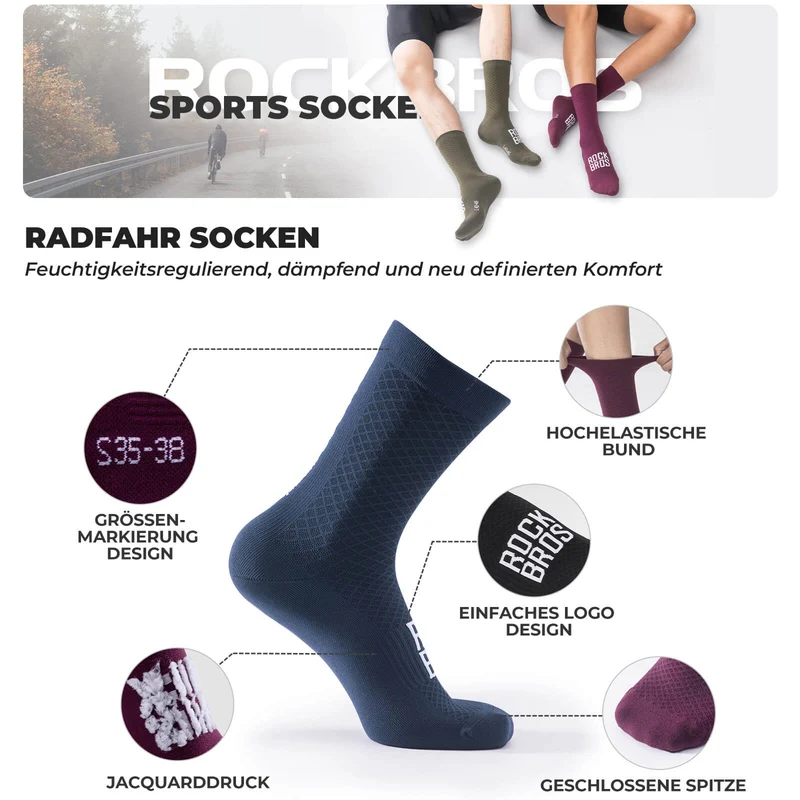 ROAD TO SKY Sportsocken Baumwolle Atmungsaktive Laufsocken voor MTB & Rennrad