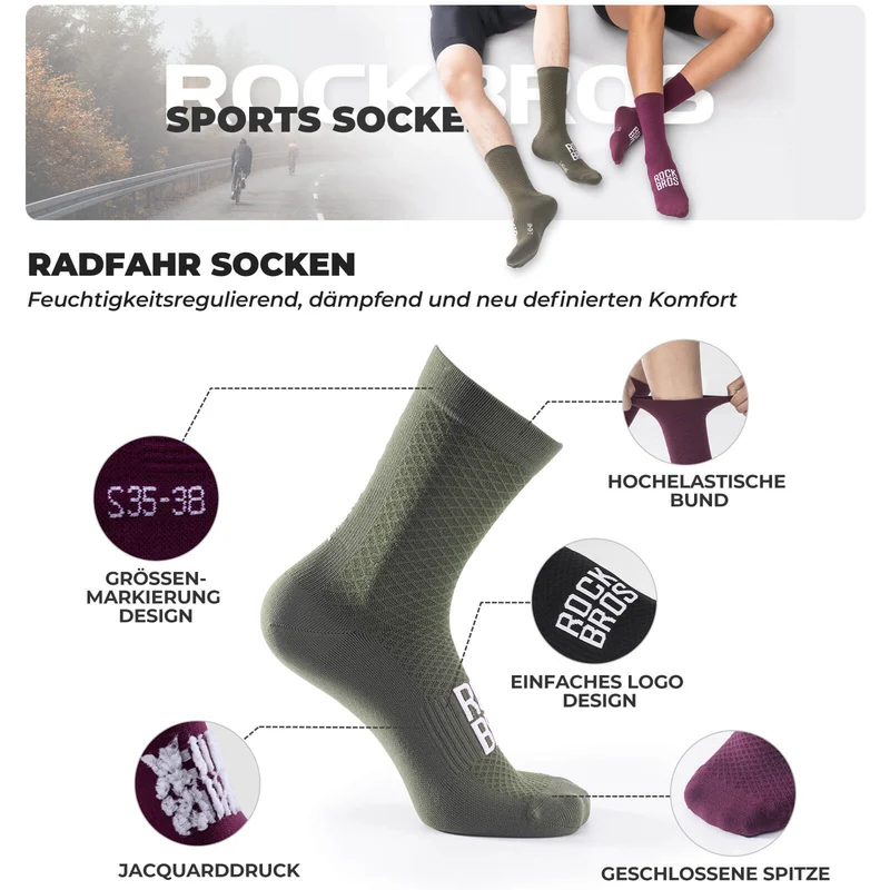 ROAD TO SKY Sportsocken Baumwolle Atmungsaktive Laufsocken voor MTB & Rennrad