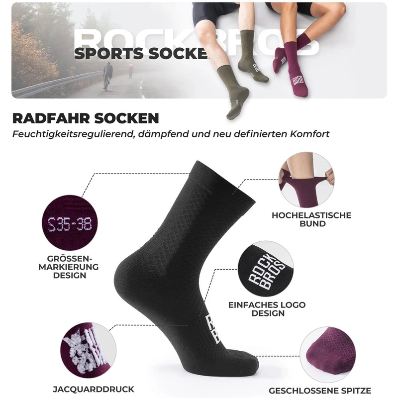 ROAD TO SKY Sportsocken Baumwolle Atmungsaktive Laufsocken voor MTB & Rennrad