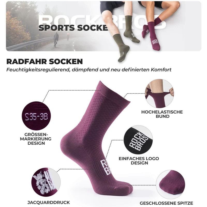 ROAD TO SKY Sportsocken Baumwolle Atmungsaktive Laufsocken voor MTB & Rennrad