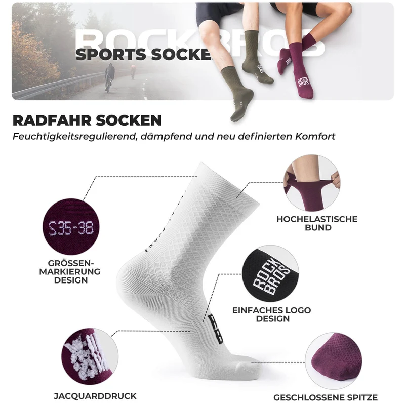 ROAD TO SKY Sportsocken Baumwolle Atmungsaktive Laufsocken voor MTB & Rennrad