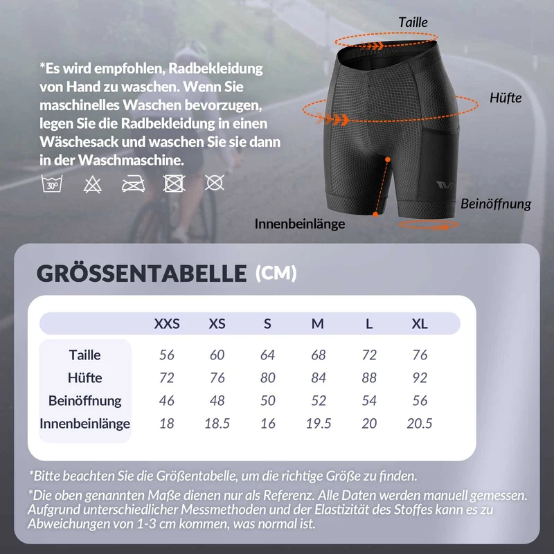 ROCKBROS TVI Radlerhose Damen Gepolstert mit Tasche Atmungsaktive