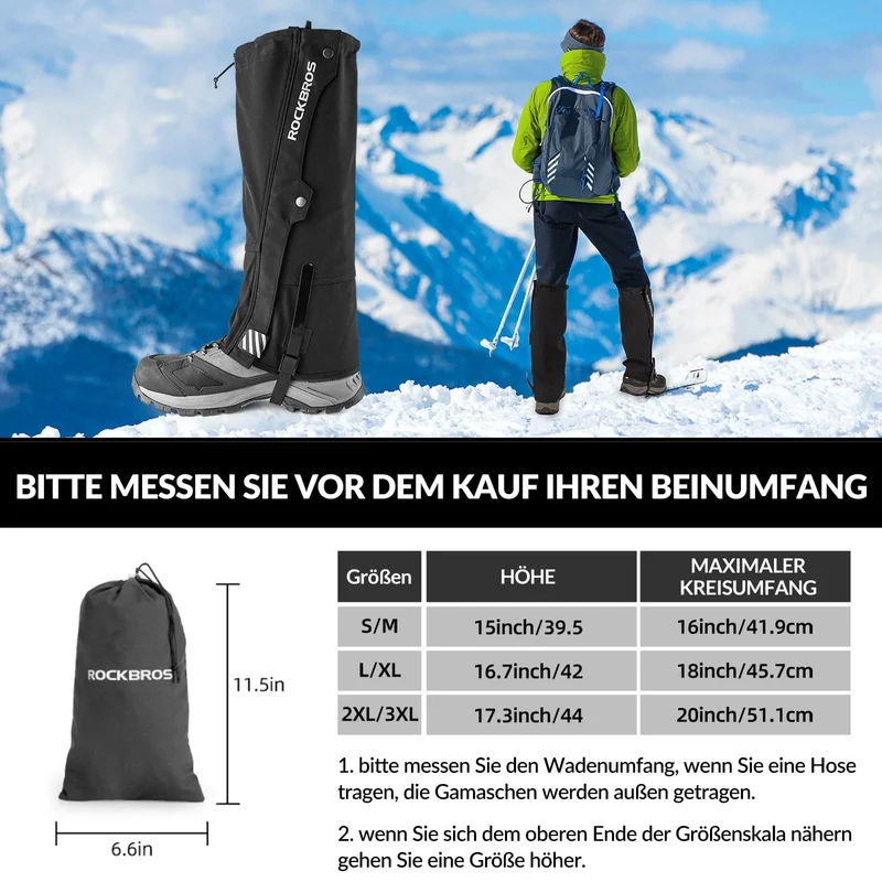 ROCKBROS Outdoor Gamaschen wasserdichte Schnee Gaiter voor Heren Damen
