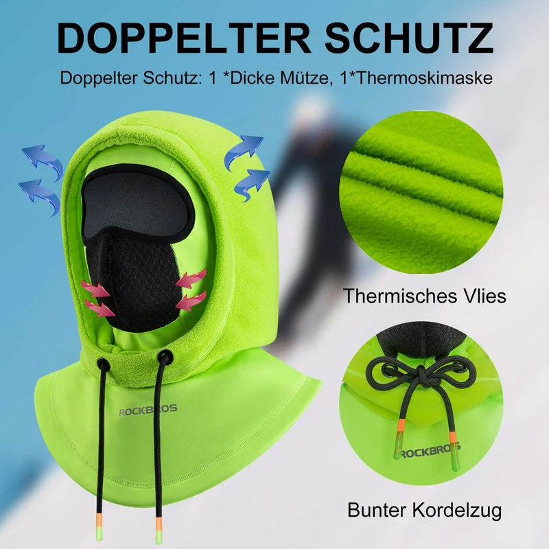 ROCKBROS Sturmhaube Winddicht Fahrrad Full Face Gesichtshaube voor Radfahren Skifahren