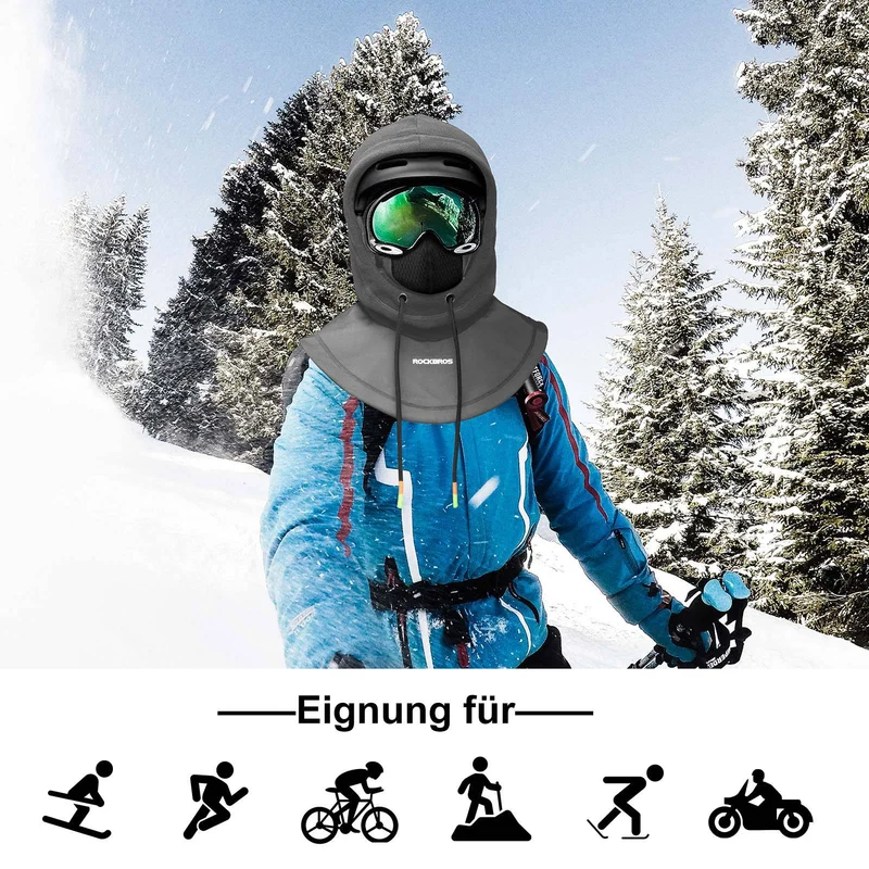 ROCKBROS Sturmhaube Winddicht Fahrrad Full Face Gesichtshaube voor Radfahren Skifahren