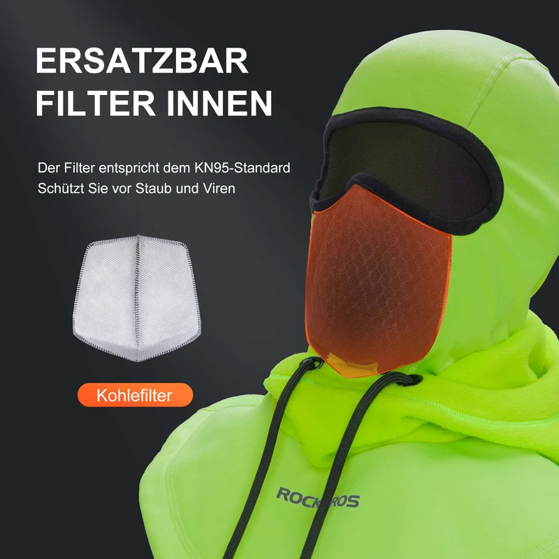 ROCKBROS Sturmhaube Winddicht Fahrrad Full Face Gesichtshaube voor Radfahren Skifahren