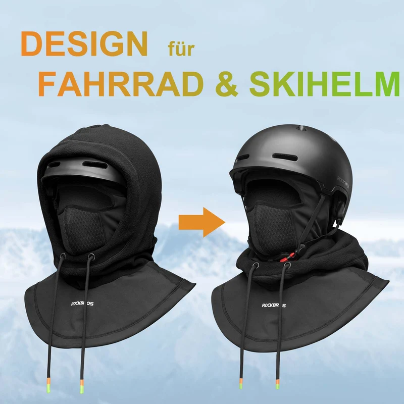 ROCKBROS Sturmhaube Winddicht Fahrrad Full Face Gesichtshaube voor Radfahren Skifahren