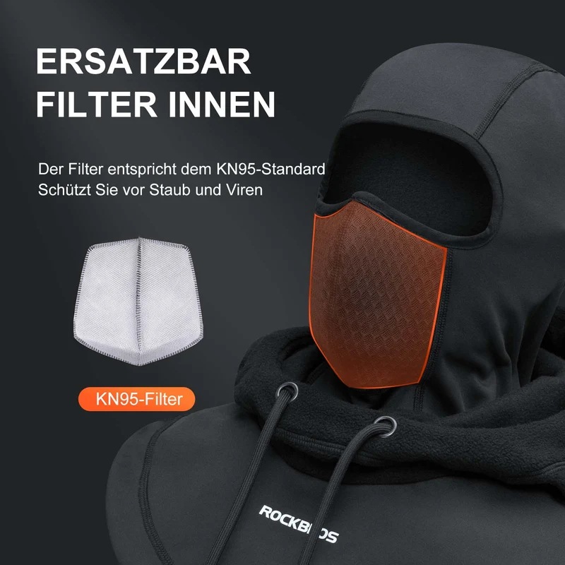 ROCKBROS Sturmhaube Winddicht Fahrrad Full Face Gesichtshaube voor Radfahren Skifahren