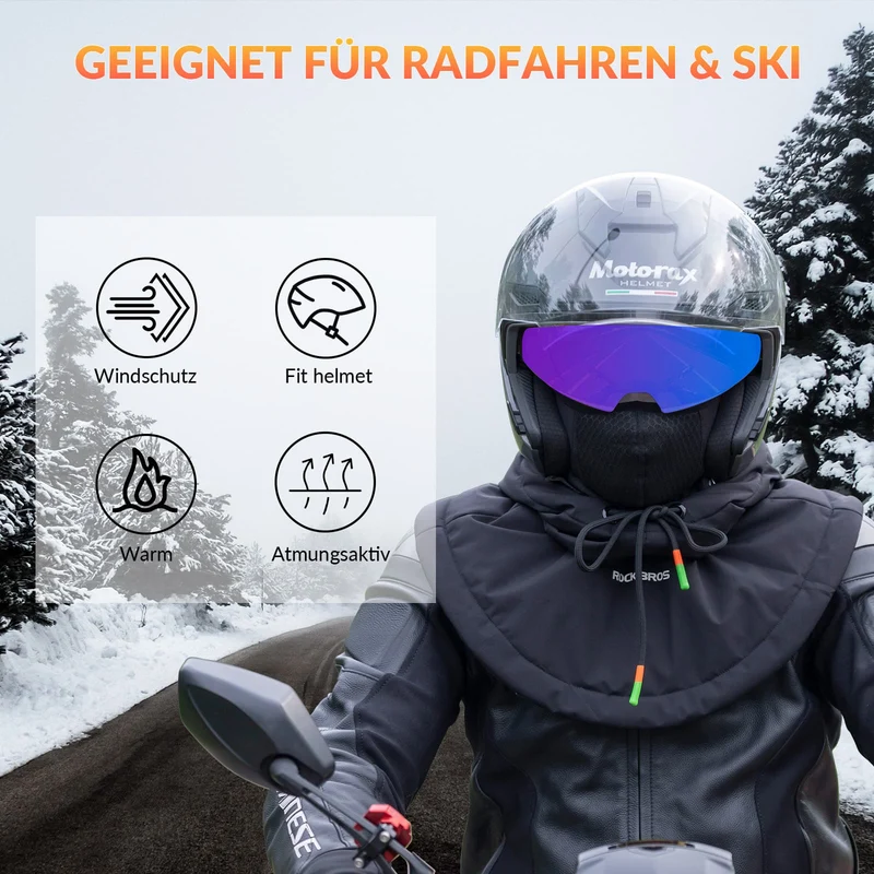ROCKBROS Sturmhaube Winddicht Fahrrad Full Face Gesichtshaube voor Radfahren Skifahren
