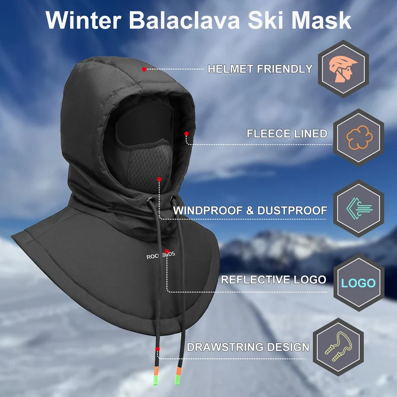 ROCKBROS Sturmhaube Winddicht Fahrrad Full Face Gesichtshaube voor Radfahren Skifahren