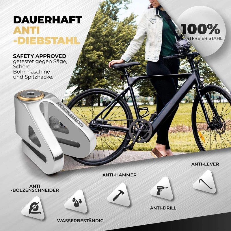 ROCKBROS Fahrradschloss Wasserdicht Sicherheitsschloss voor Motorrad/Fahrrad