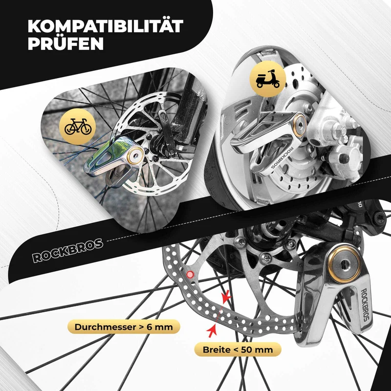 ROCKBROS Fahrradschloss Wasserdicht Sicherheitsschloss voor Motorrad/Fahrrad