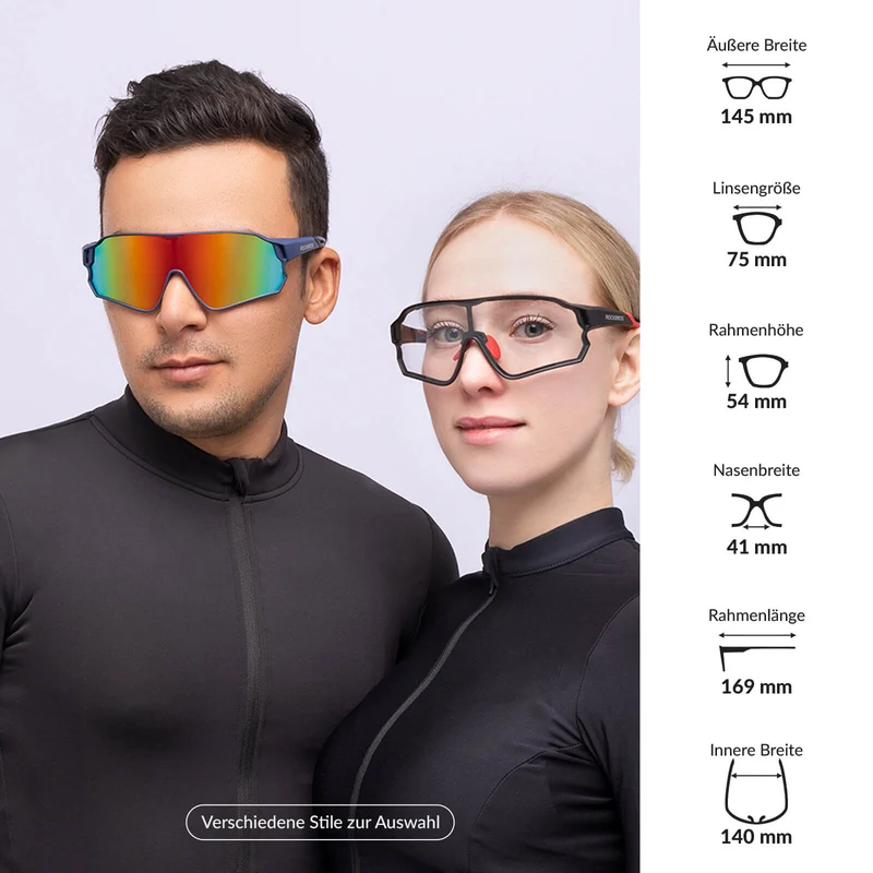 ROCKBROS Photochrome Sonnenbrille Fahrradbrille UV400-Schutz Unisex
