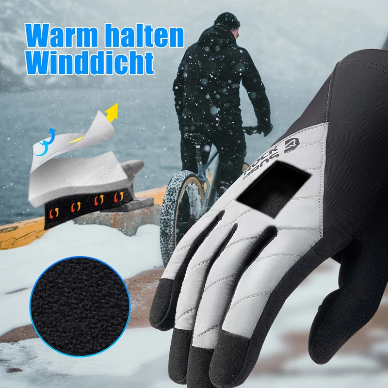 ROCKBROS Fahrradhandschoenen Winter/Herbst Vollfinger Thermo Sport Unisex