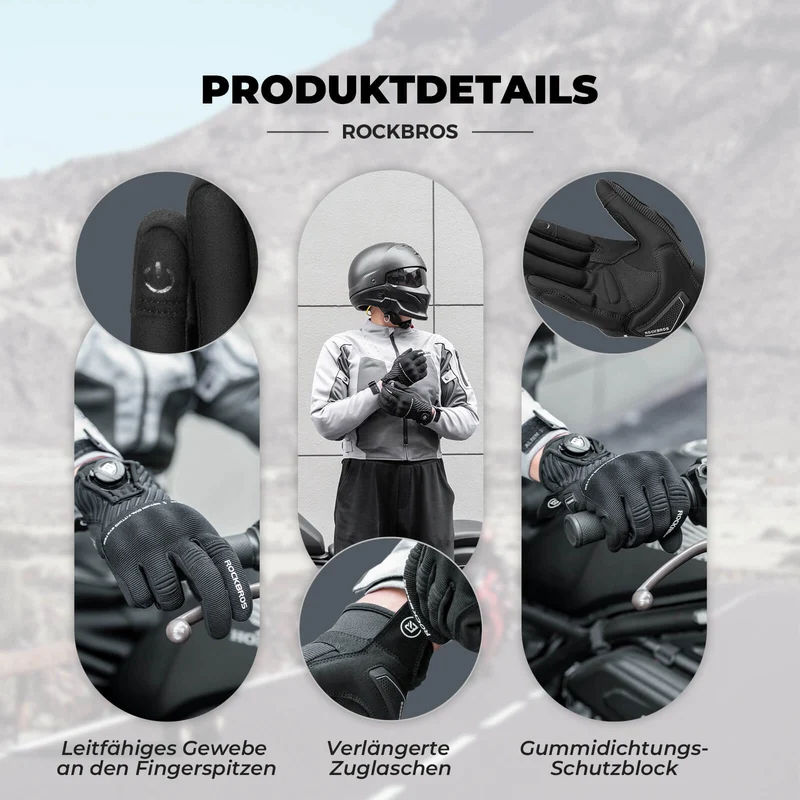 ROCKBROS Motorradhandschuhe Atmungsaktiv Handschuhe Сэнсарны экран