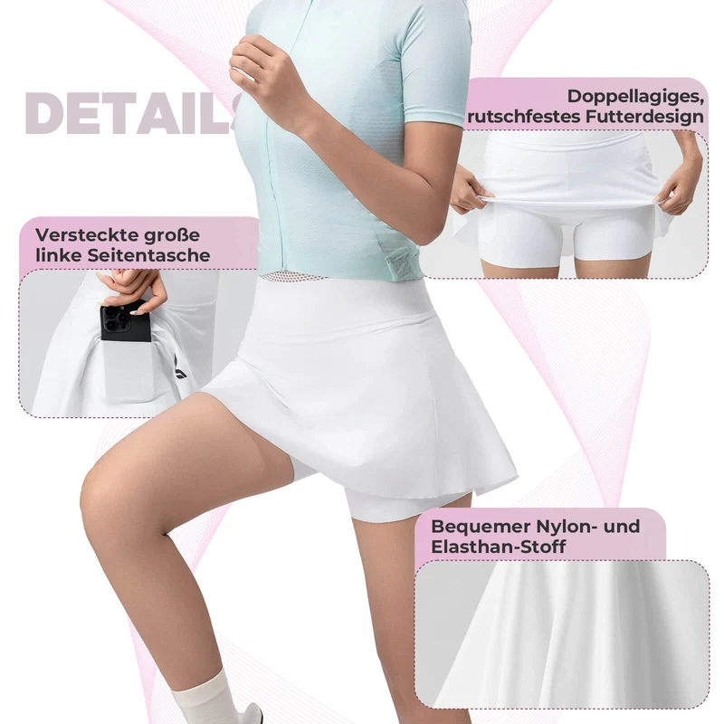 TVI Damen 2 in 1 Fahrradrock Kurze Gepolstert Radlerhose mit Tasche