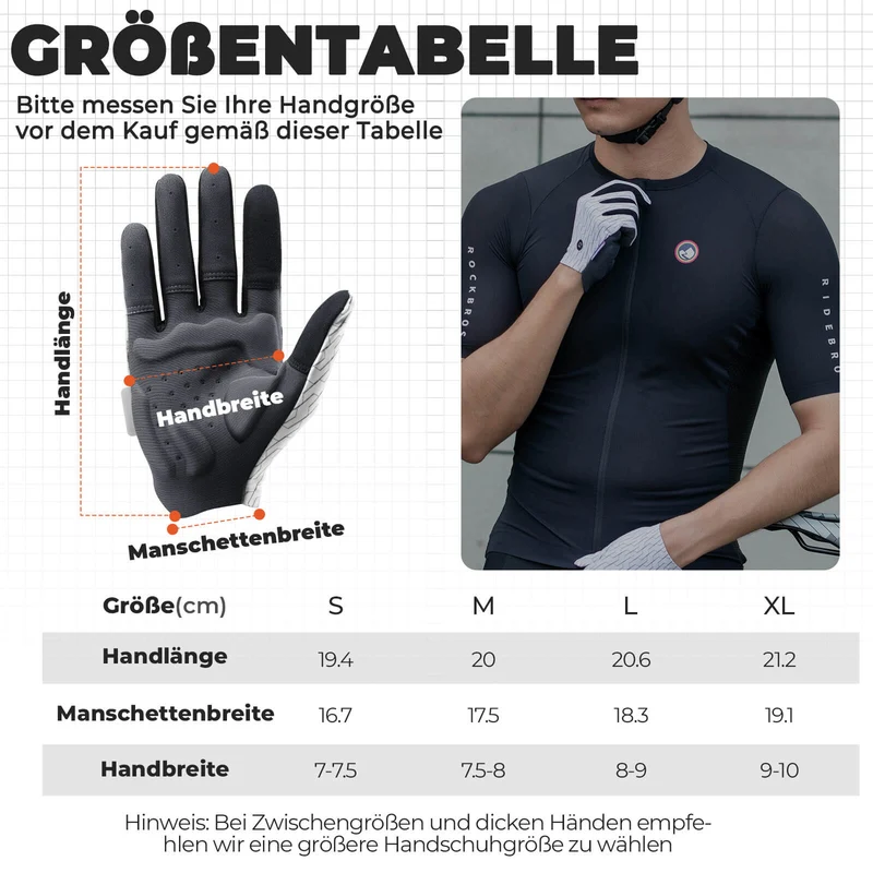 ROCKBROS Fahrradhandschuhe mit Touchfunktion