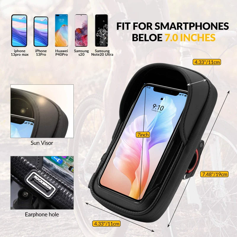 ROCKBROS Lenkertasche 360° Drehung Handyhalterung voor Motorrad & Fahrrad