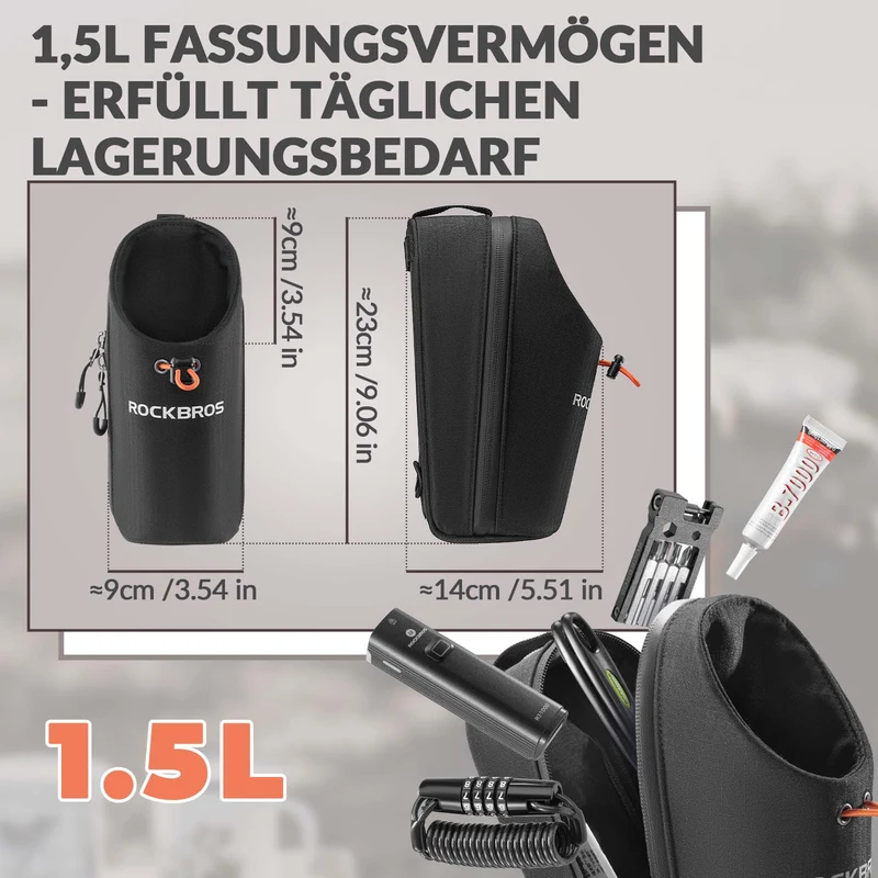 ROCKBROS Lenkertasche Flaschentasche Trinkflaschenhalter Multifunctioneel ontwerp