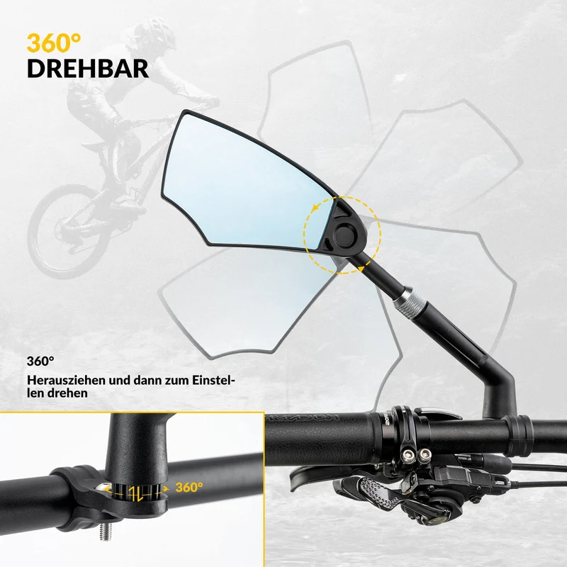 Fahrradspiegel Rückspiegel 360°Drehbar Klappbar für Lenker 20–23 мм
