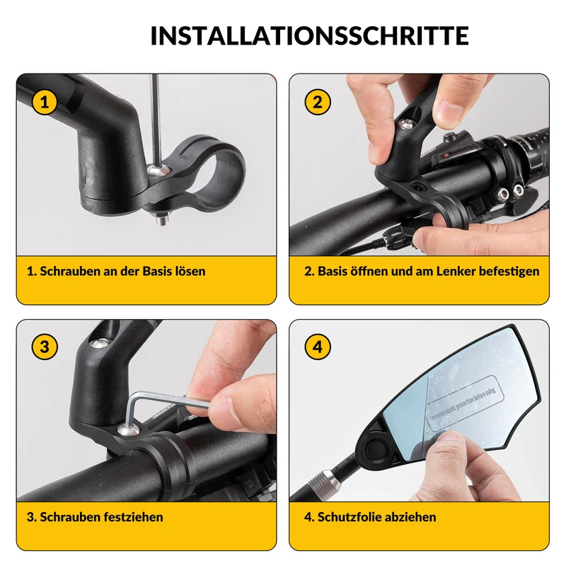 Fahrradspiegel Rückspiegel 360°Drehbar Klappbar für Lenker 20–23 мм