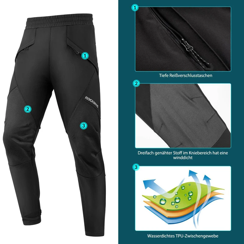 ROCKBROS Winter Radlerhose Herren Lange Fahrradhose Цёплы фліс