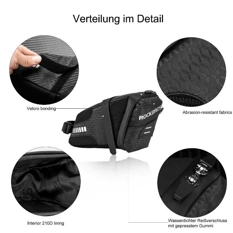 ROCKBROS Fahrrad Satteltasche mit 2 Zusätzliche Taschen 1,5L