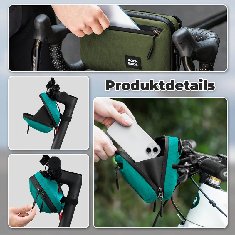 Lenkertasche Fahrradtasche met Schultergurt 2,1L