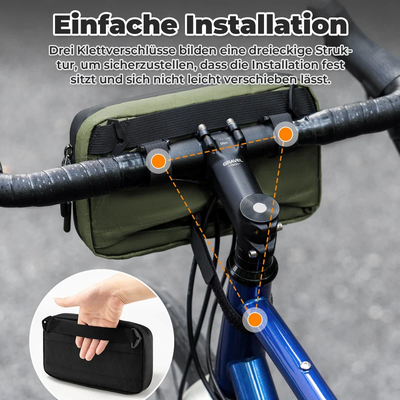 Lenkertasche Fahrradtasche met Schultergurt 2,1L