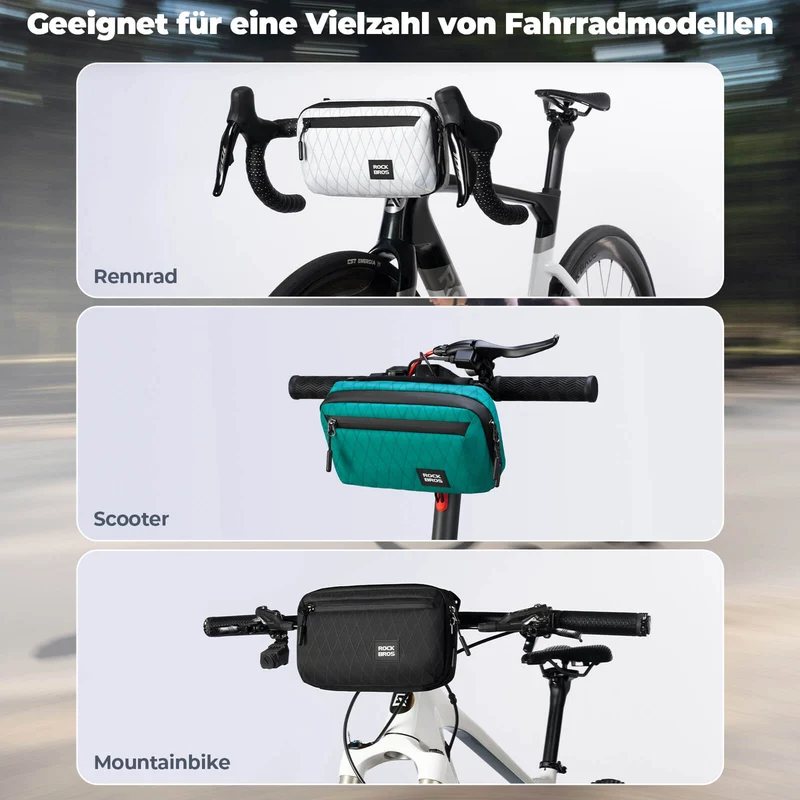Lenkertasche Fahrradtasche met Schultergurt 2,1L