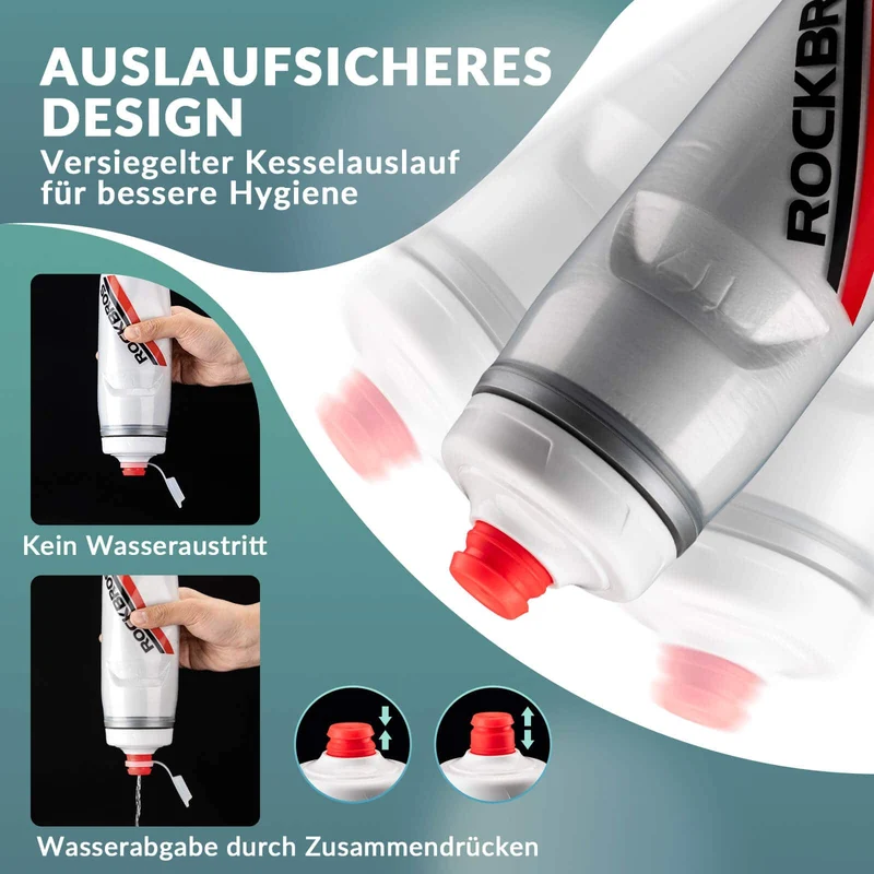 ROCKBROS Fahrradflasche 620 ml Sportflasche met 5 Stunden Kühlhaltefunktion