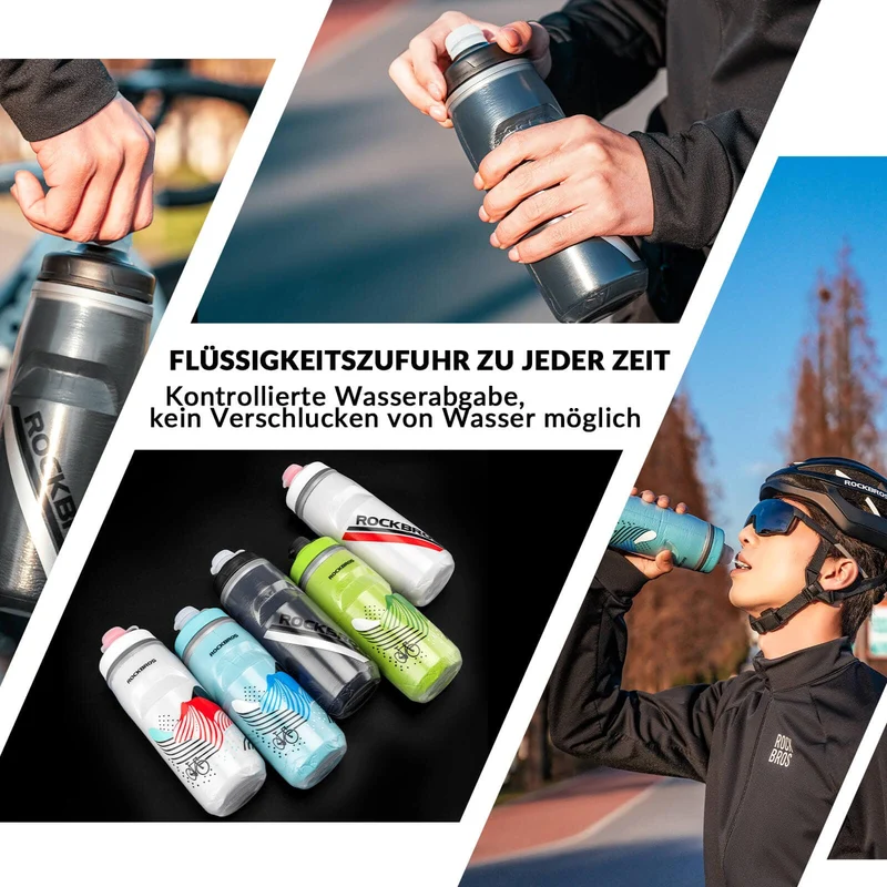 ROCKBROS Fahrradflasche 620 ml Sportflasche met 5 Stunden Kühlhaltefunktion