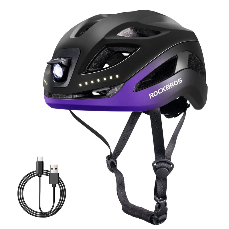 ROCKBROS Fahrradhelm met licht, met USB 1800 mAh Atmungsaktiv 58-60 cm
