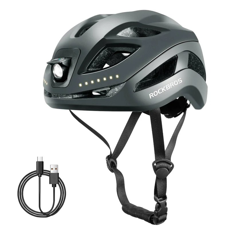 ROCKBROS Fahrradhelm met licht, met USB 1800 mAh Atmungsaktiv 58-60 cm