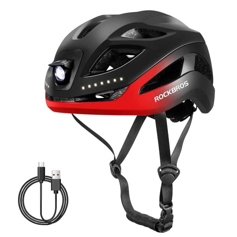 ROCKBROS Fahrradhelm met licht, met USB 1800 mAh Atmungsaktiv 58-60 cm