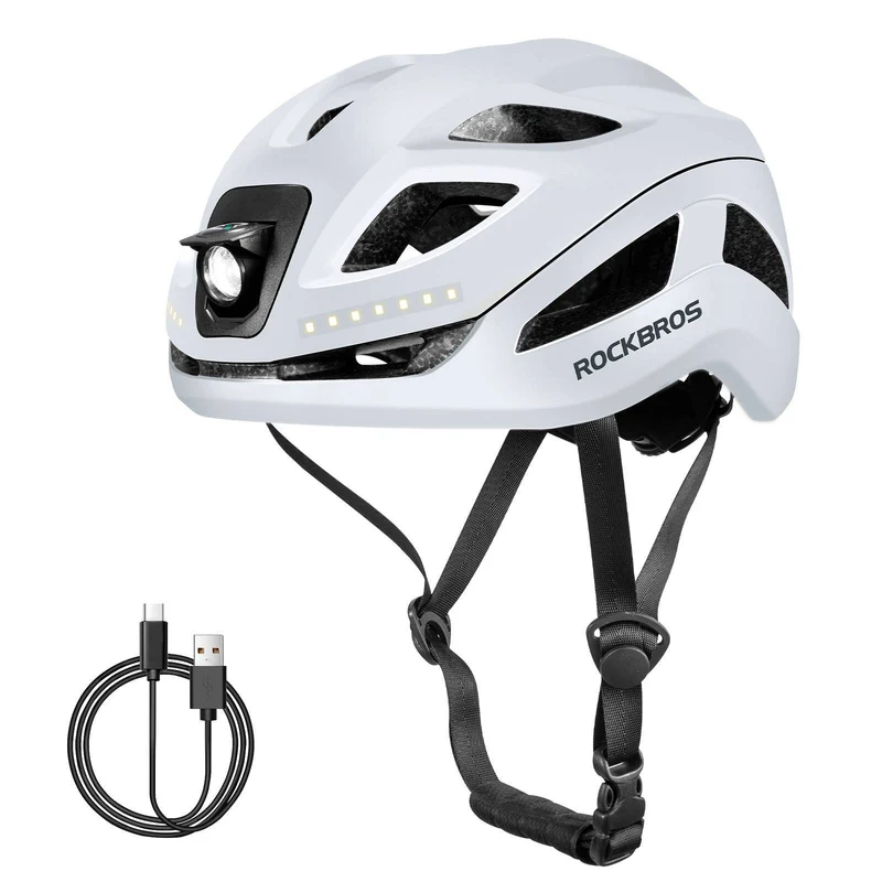 ROCKBROS Fahrradhelm met licht, met USB 1800 mAh Atmungsaktiv 58-60 cm