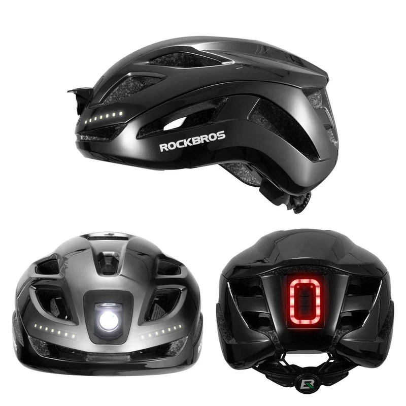 ROCKBROS Fahrradhelm met licht, met USB 1800 mAh Atmungsaktiv 58-60 cm