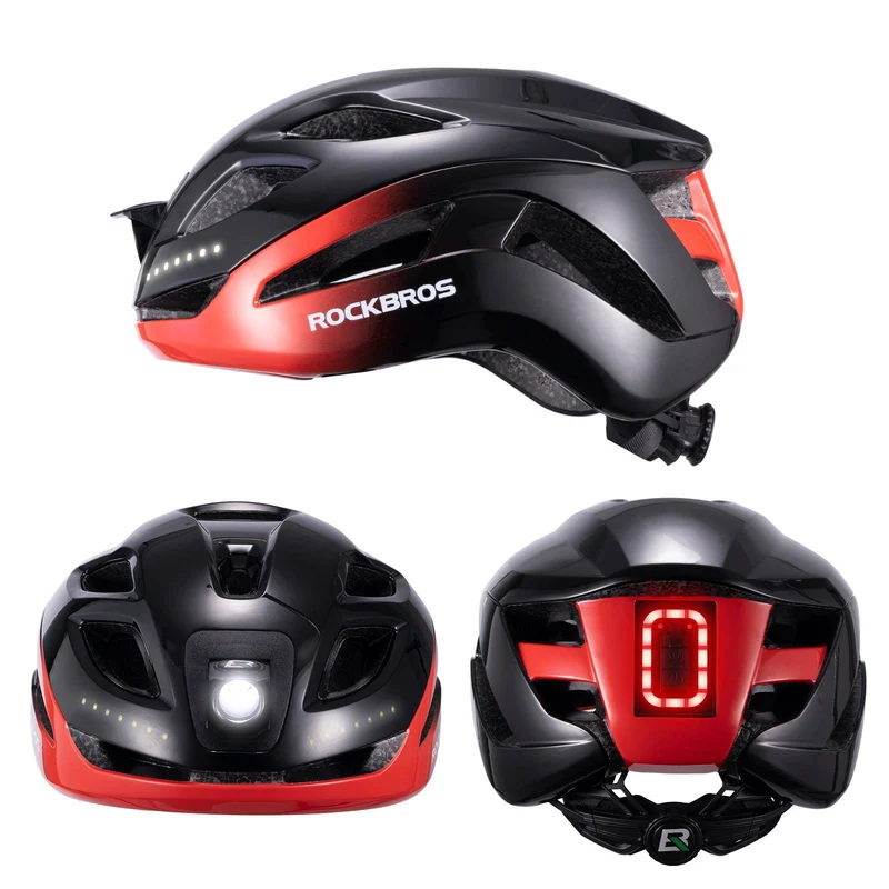 ROCKBROS Fahrradhelm met licht, met USB 1800 mAh Atmungsaktiv 58-60 cm
