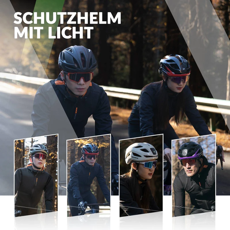 ROCKBROS Fahrradhelm met licht, met USB 1800 mAh Atmungsaktiv 58-60 cm