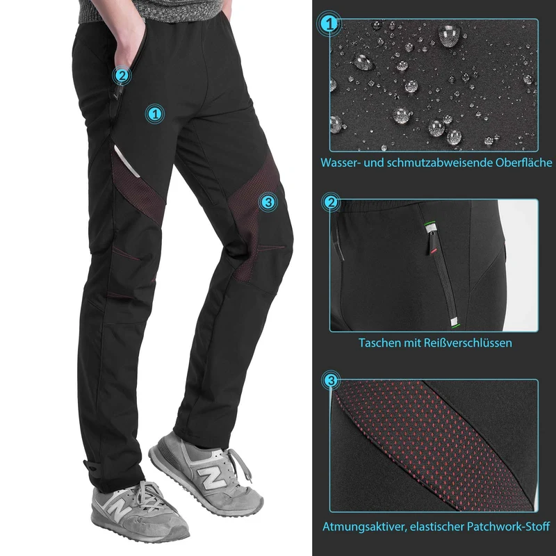 ROCKBROS Lange Fahrradhose Herren Winter Radhose Winddicht Warm