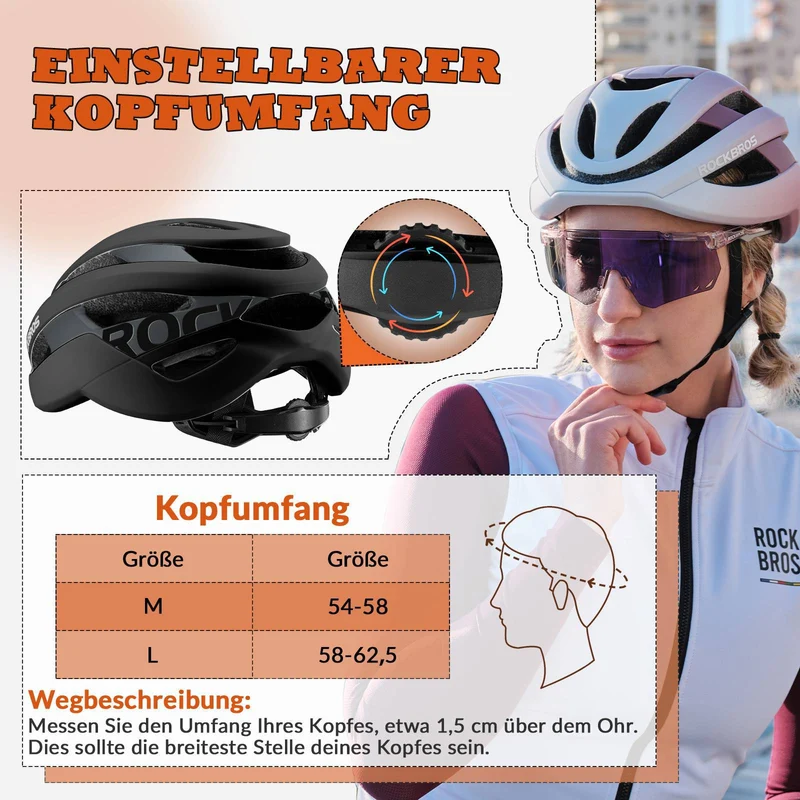 ROCKBROS Fahrradhelm Sport Mountainbike Schutzhelm Atmungsaktiv 54-58cm