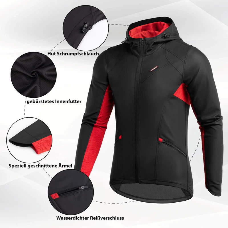 ROCKBROS Fahrradjacke Heren Winter Winddicht Softshelljack Zwart